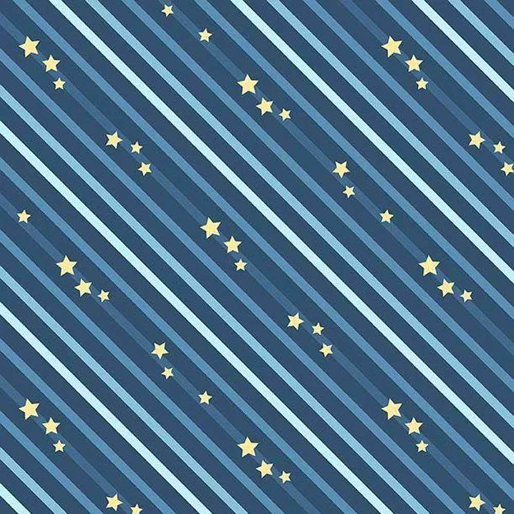 Wilmington Prints - Baby's Adventure by Arrolynn Weiderhold - Diagonal Stripe Navy Yardage: A Magical Fabric!