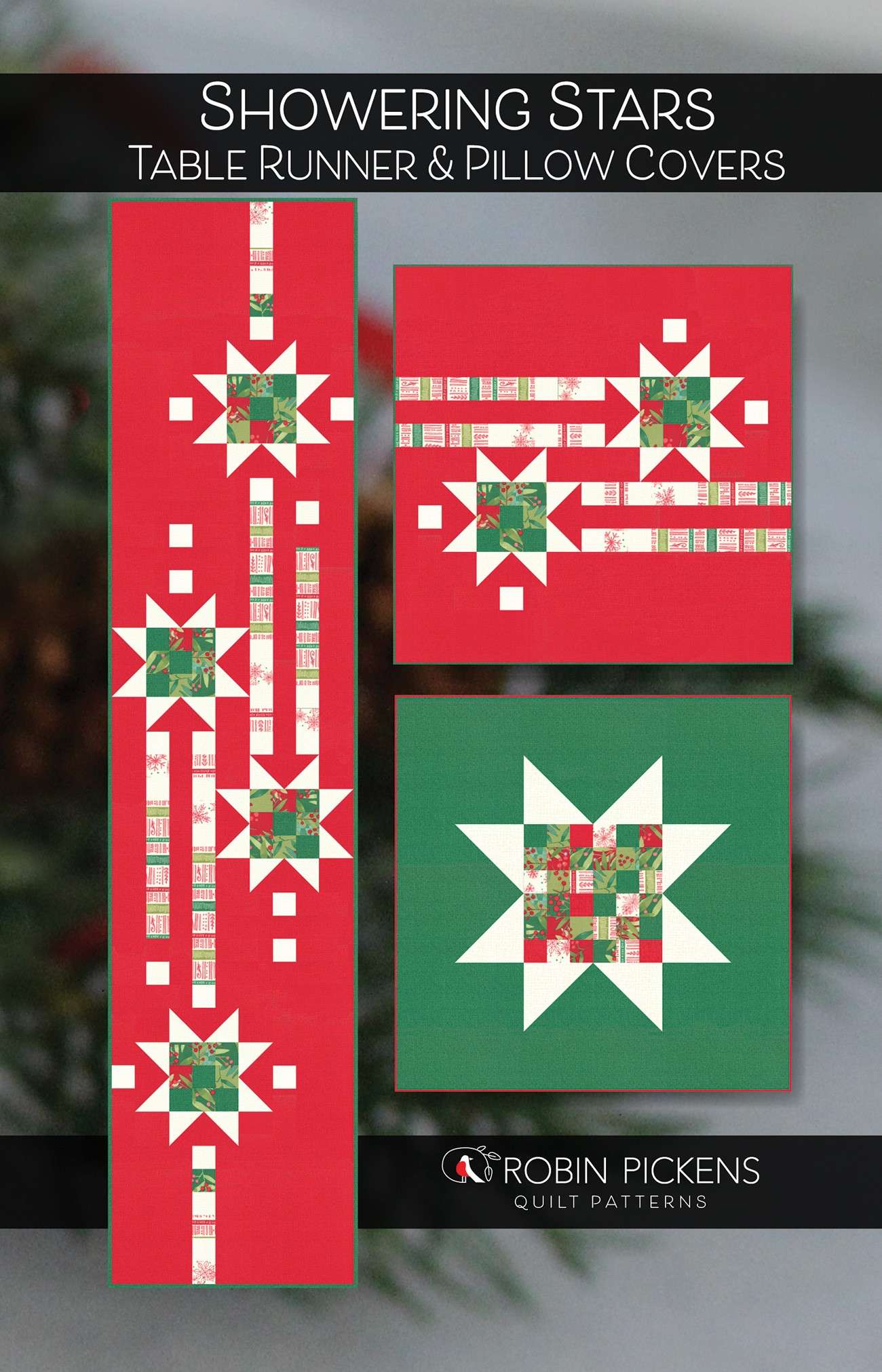 Showering Stars Sparkling Table Runner and Pillow Set