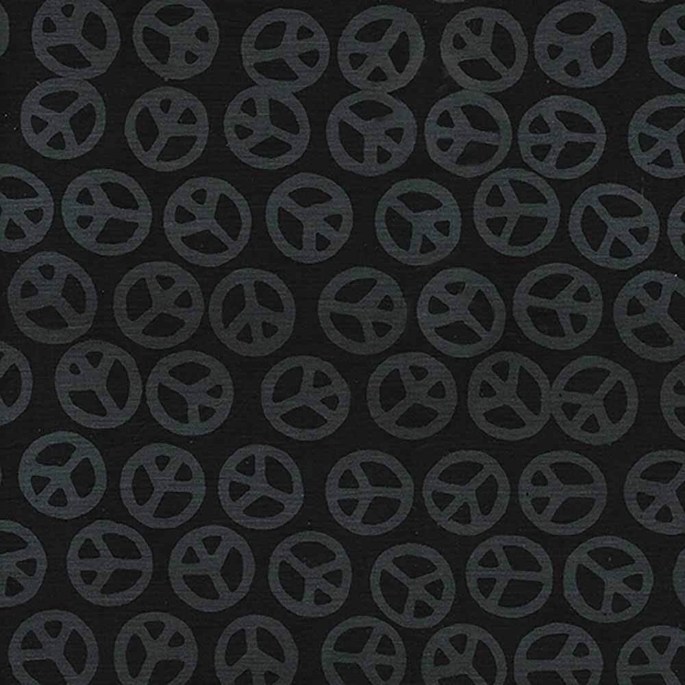Island Batiks - Stunning Peace Sign in Black & Grey - Yardage