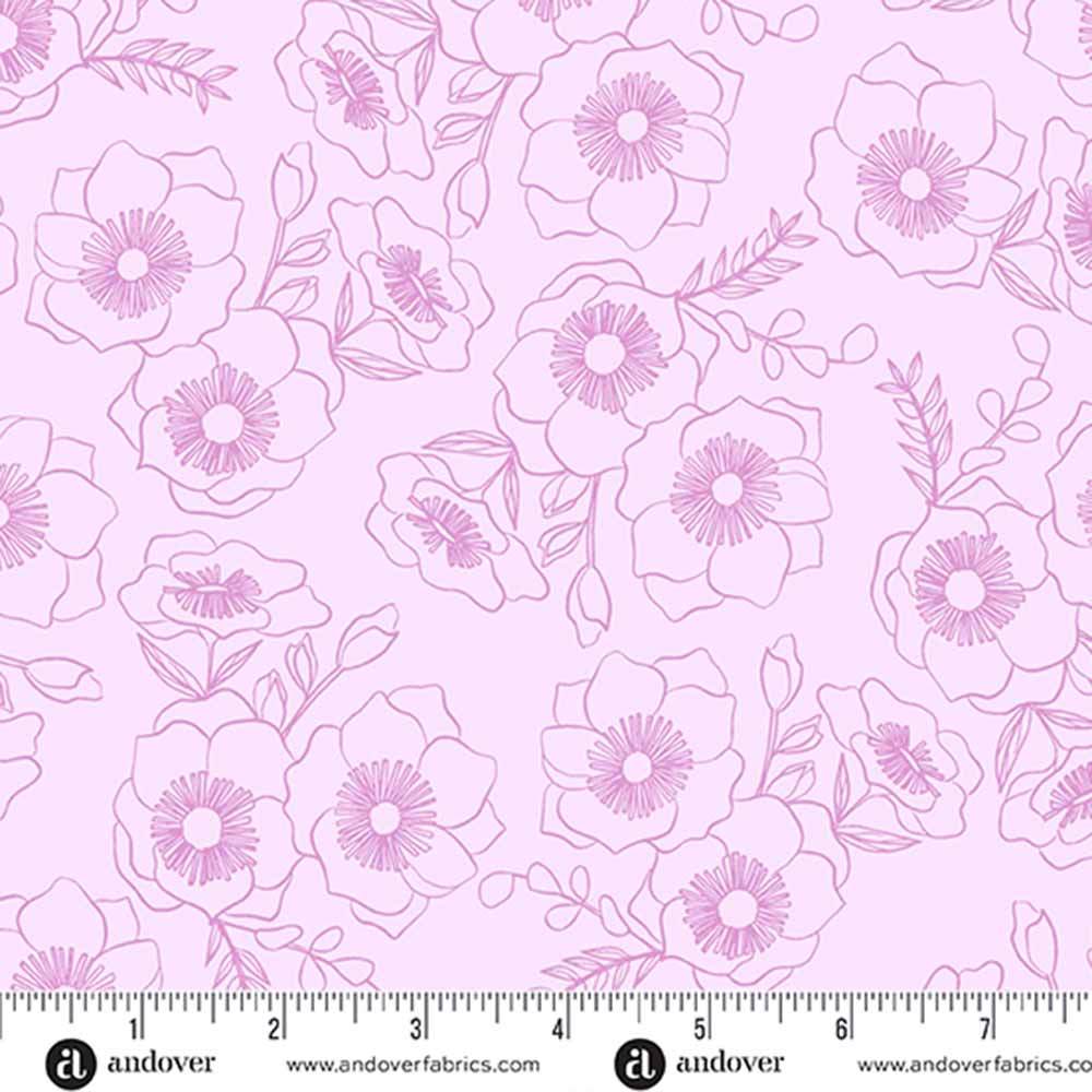 Andover Fabrics - Color Me Pretty by Stephanie Organes - Botanica Violet Yardage: A Floral Dream!