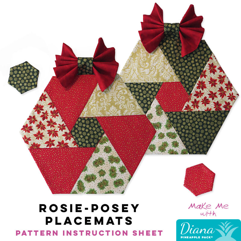 Rosie-Posey Placemats: Diana Pineapple Pack Pattern - Festive and Reversible!