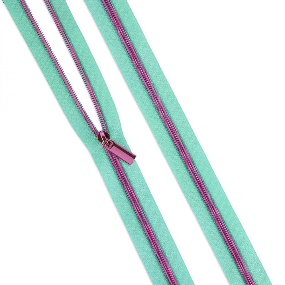 Gorgeous Raindrop #5 Nylon Tula Pink Coil Zipper - 3 Yards with 9 Pulls!