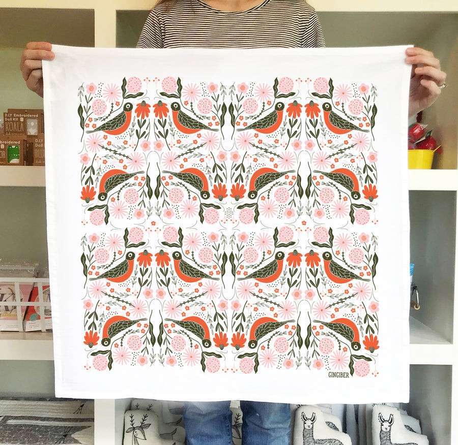 Enchanting Robin Tea Towel