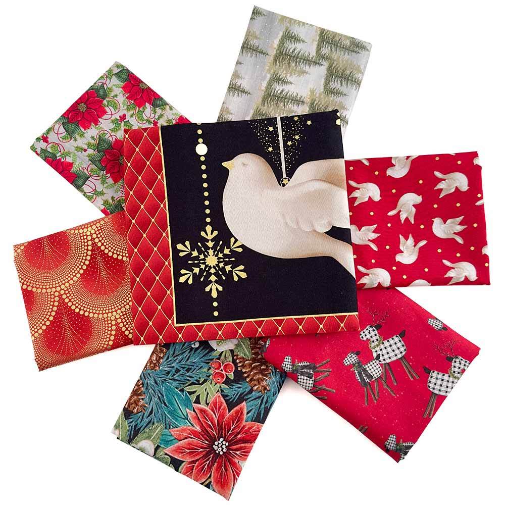Don't Miss Out! It's Christmas - 6 Piece 1/2 Fabric Bundle with a FREE Panel