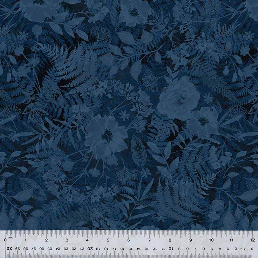 Windham Fabrics - Botanical Blues by Whistler Studios - Flower Press Ink Yardage: A Dreamy Decor Delight!