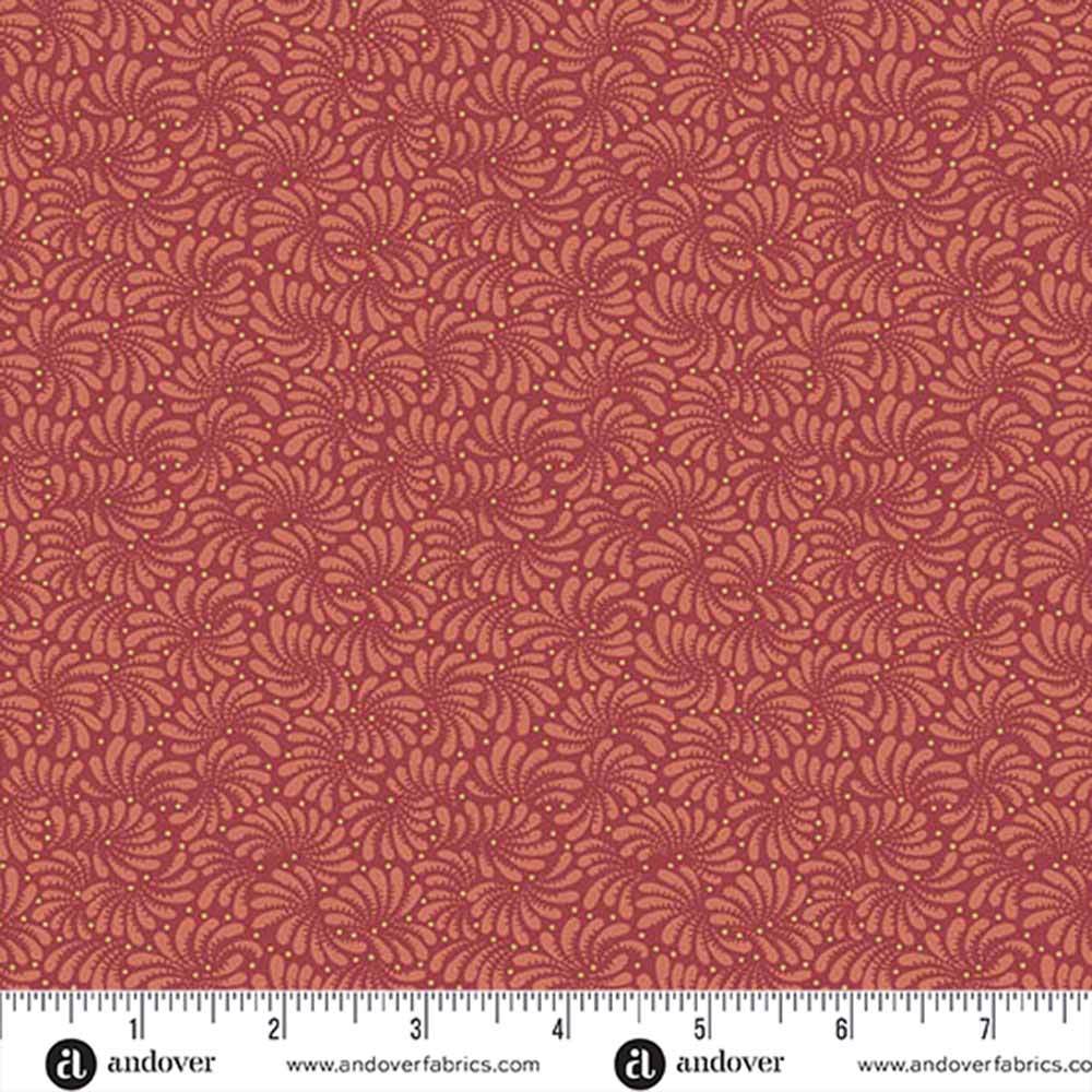 Andover Fabrics - Stunning Dahlia by Laundry Basket Quilts in Sagebrush & Blood Orange - Yardage