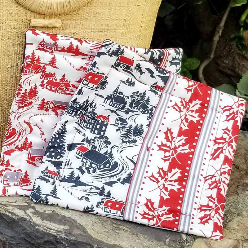 Exclusive Five-for-You, Five-for-Me Potholder Set with Fat Eighth Pattern