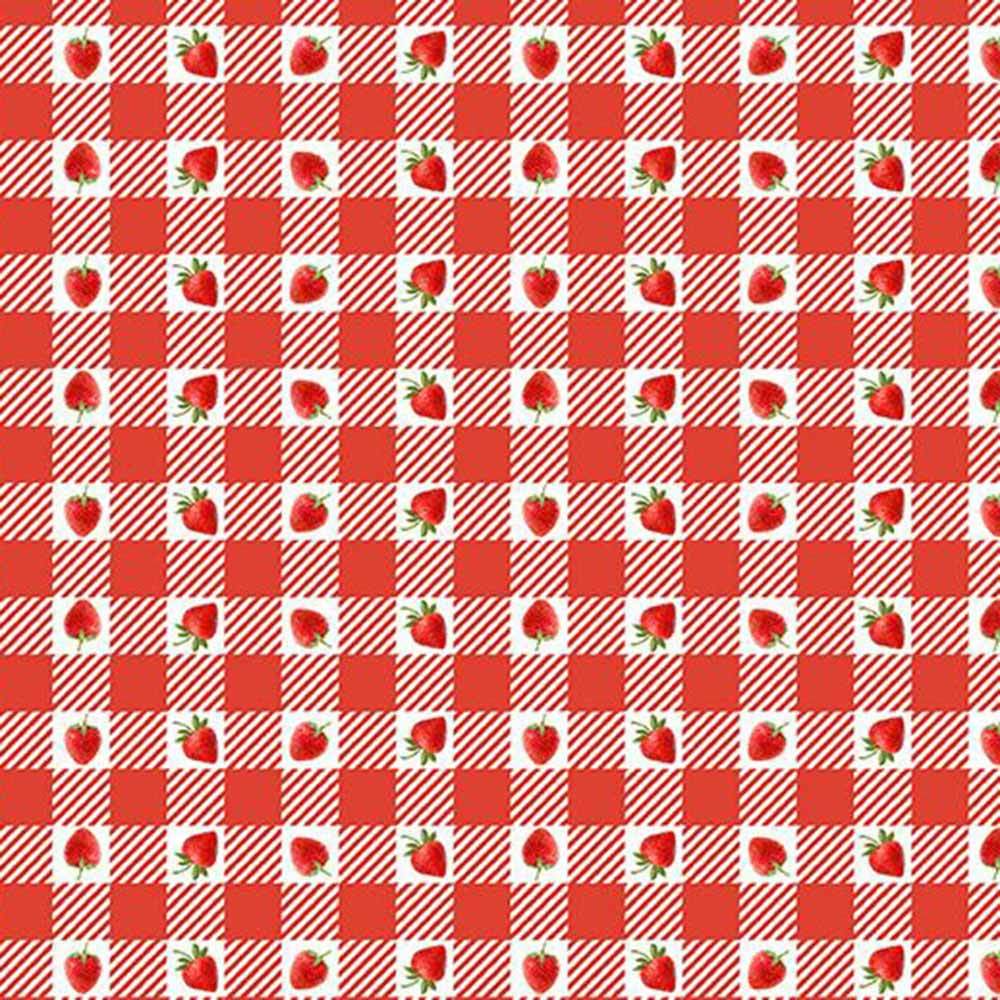 Timeless Treasures - Irresistible Berry Sweet - Red Strawberries on Plaid Yardage