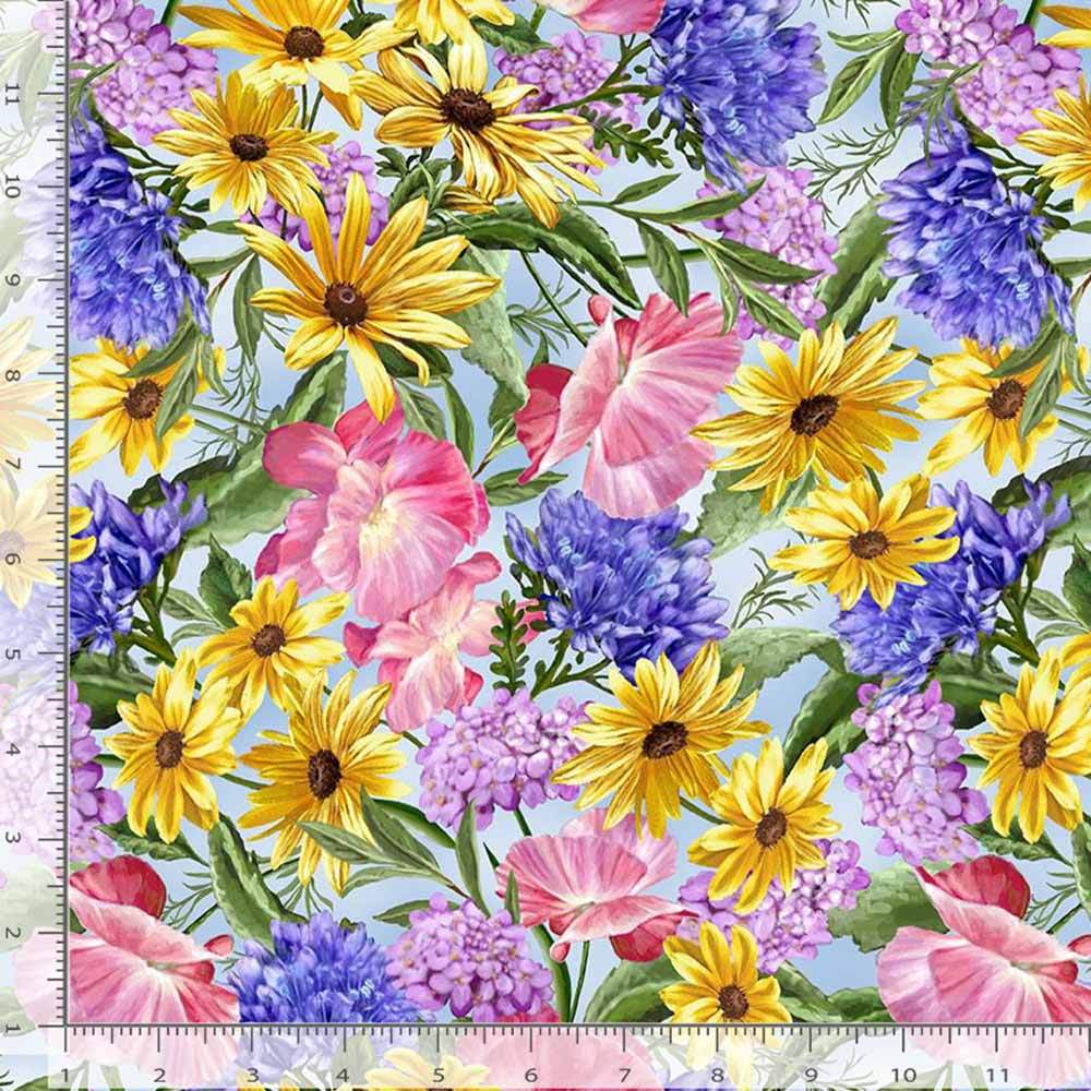 Timeless Treasures' Faith Collection: Spring Floral Blue Yardage by Dona Gelsinger - A Must-Have!