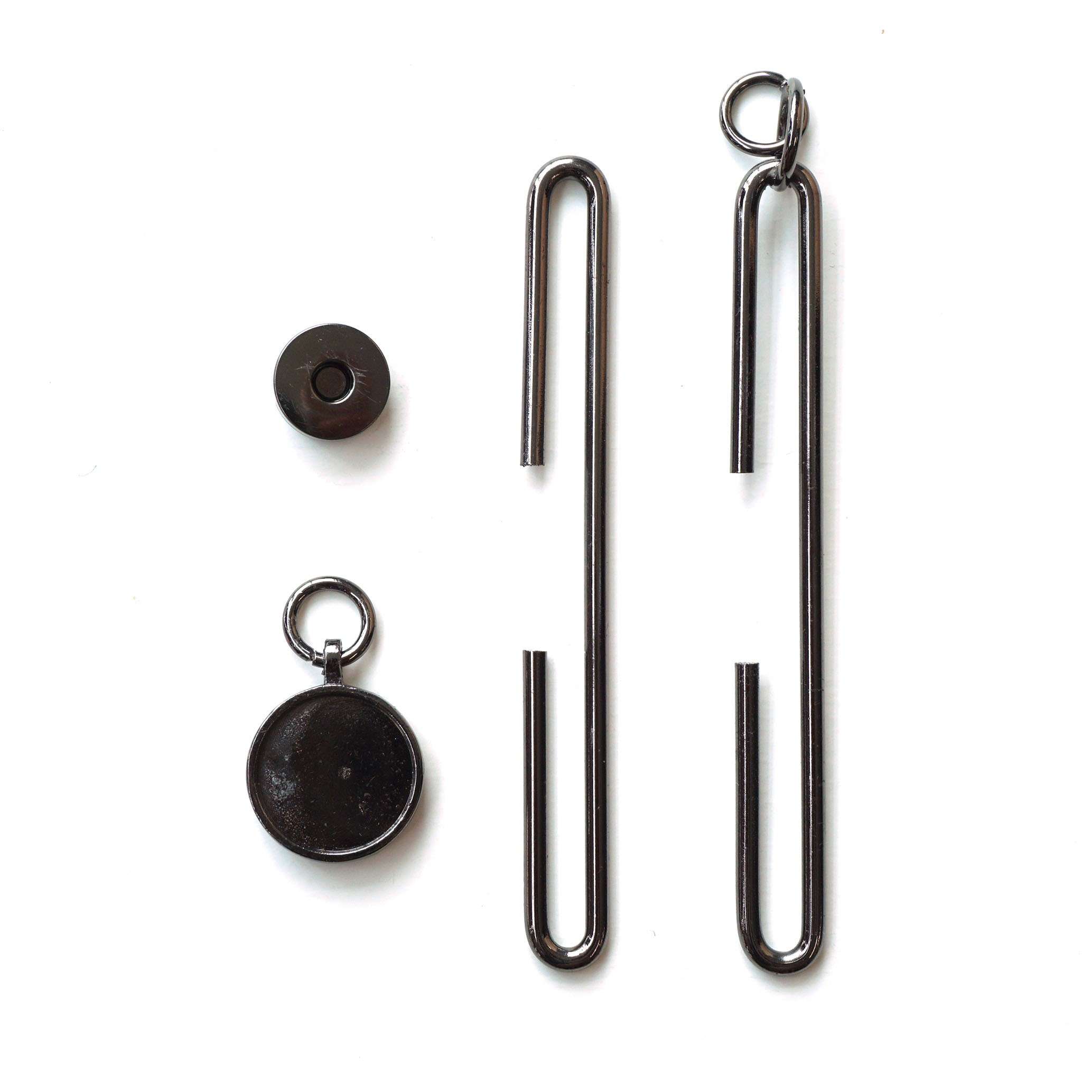 Stunning Metallic Black Flat 10cm Slide Clasp with Magnet 4