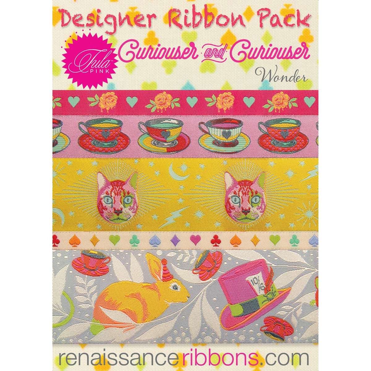 Tula Pink's Enchanting Curiouser Wonder Designer Ribbon Pack