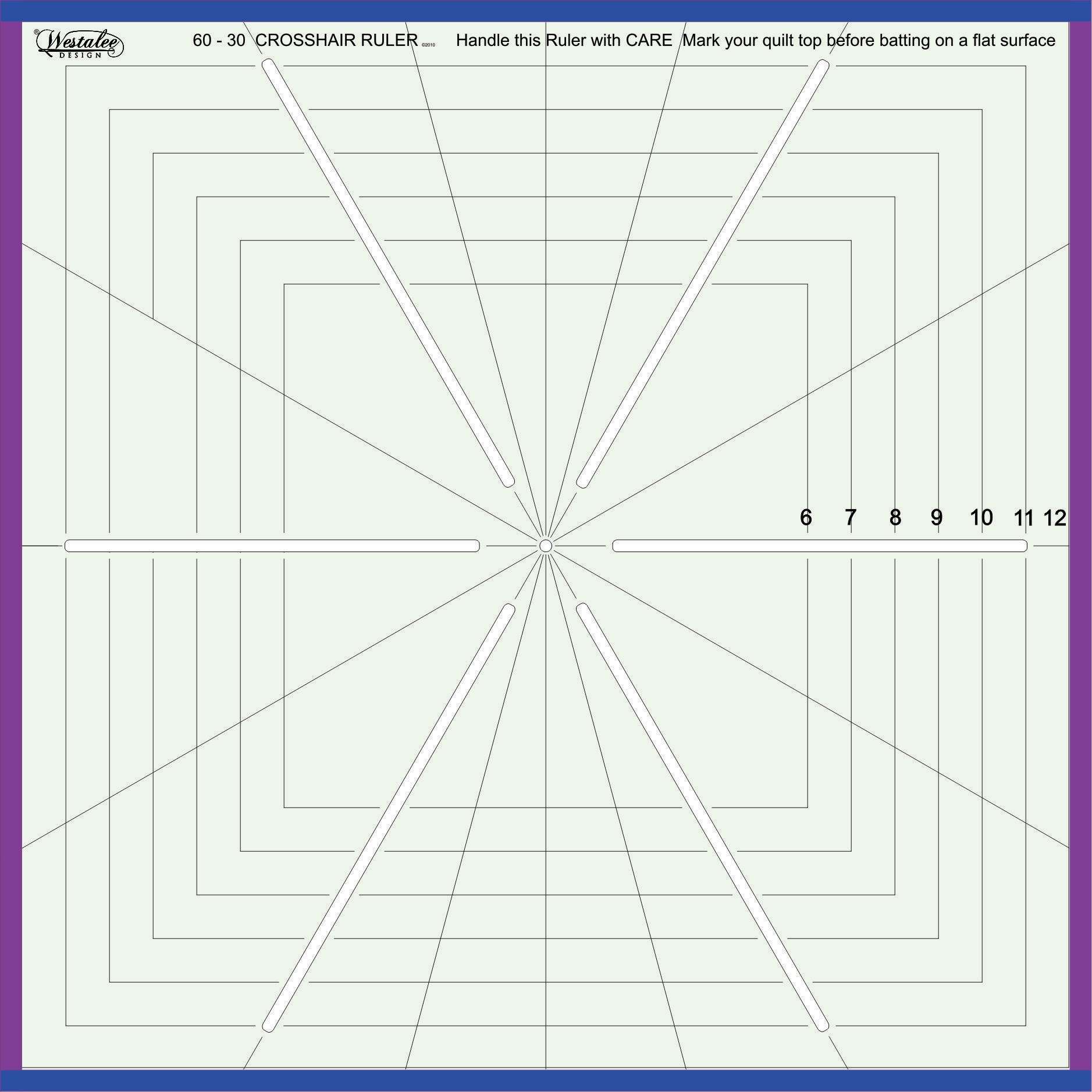 Westalee 12.5-inch Crosshair Square 6-Point Quilting Template
