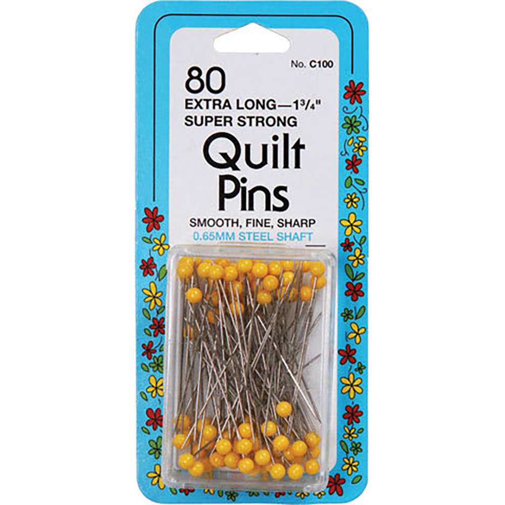 Collins 80 Extra Long Super Strong Quilt Pins - Yellow Head Marvels