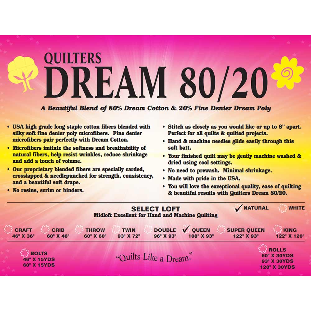 Quilter's Dream - Natural 80/20 Select Queen-Size Batting (108 x 93)