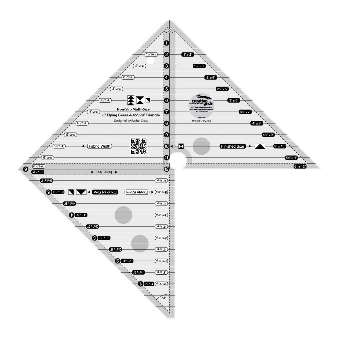 Creative Grids 6-Inch Flying Geese & 45-90 Degree Triangle Quilting Ruler: A Must-Have for Quilters!