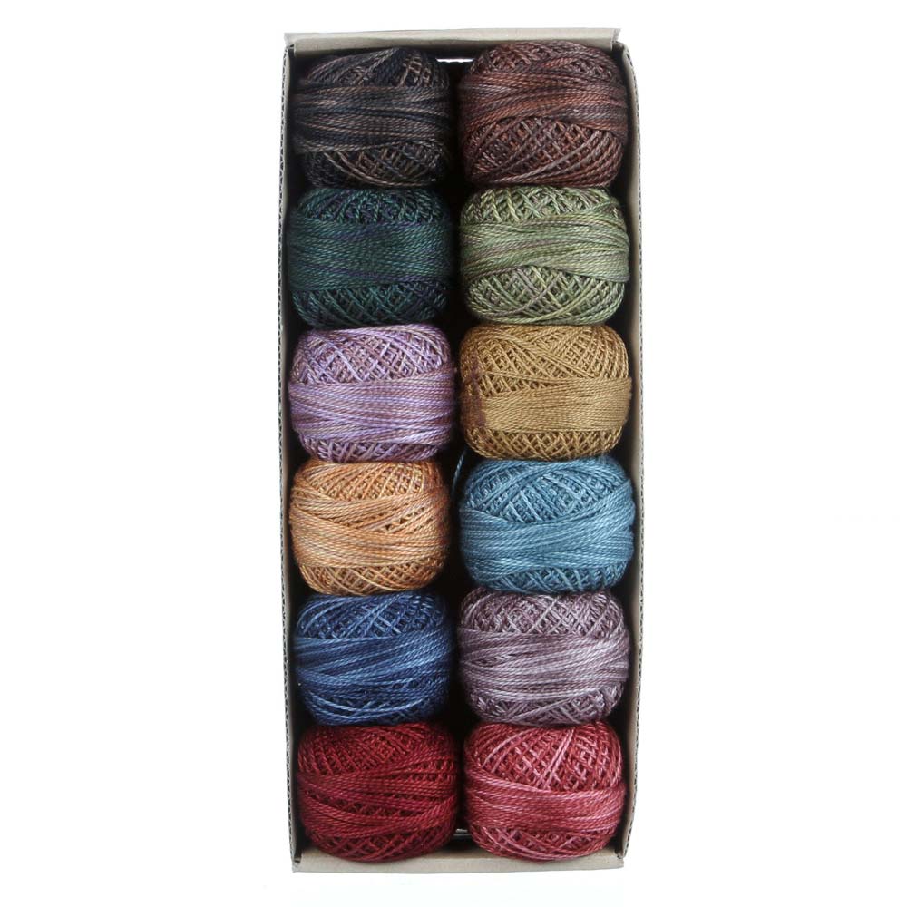 Valdani Variegated Pearl Cotton Ball Size 8, 73yd - 12-Color Scrap Basket Delight