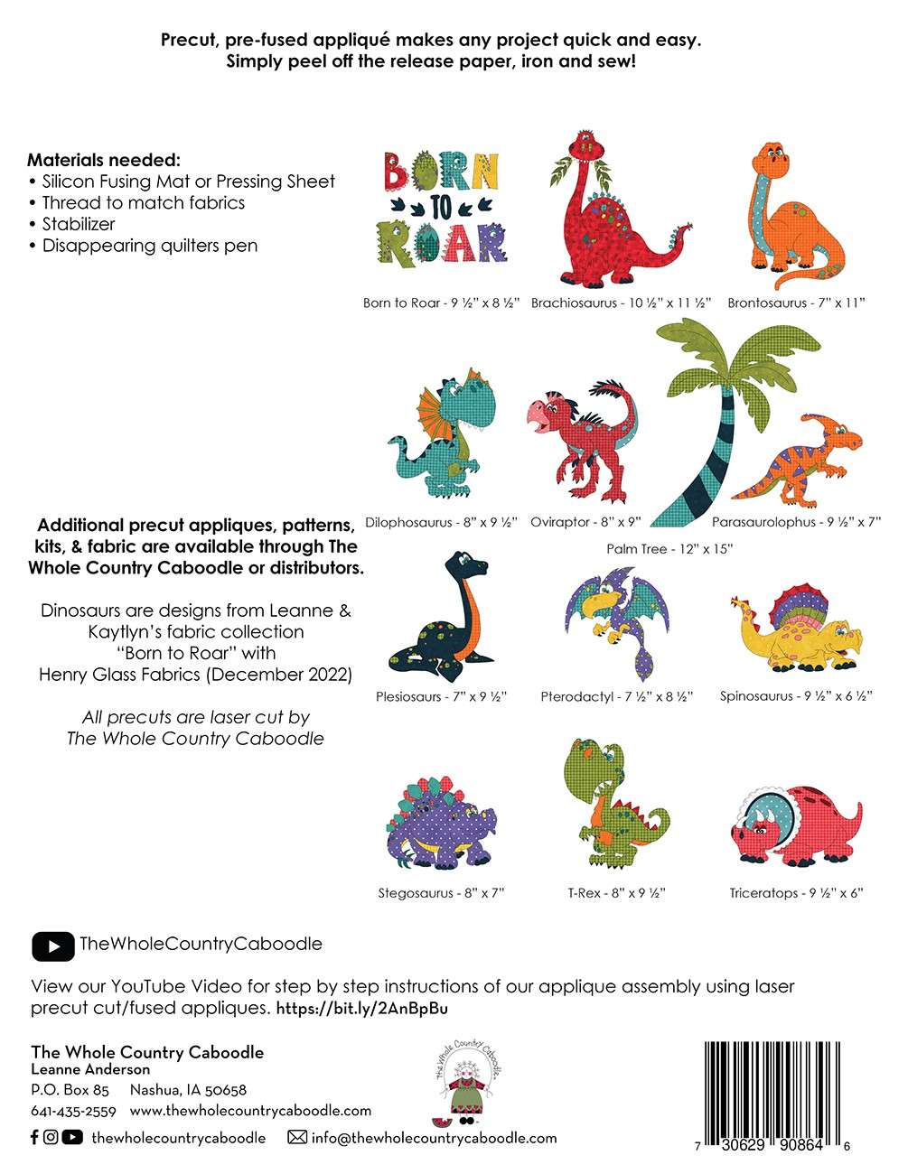 Triceratops Thrilling Precut Fused Applique Pack