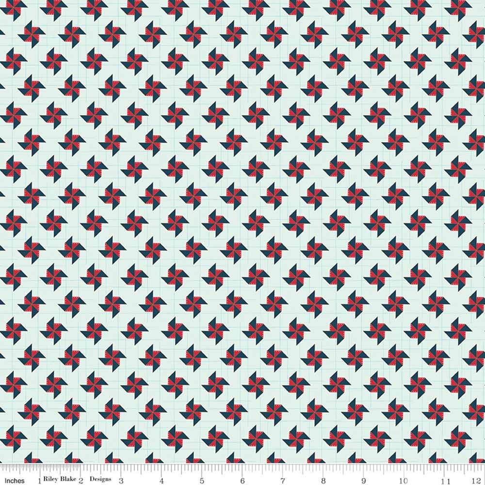 Riley Blake's Sweet Freedom Pinwheels Bleached Denim Yardage: A Patriotic Fabric Delight!