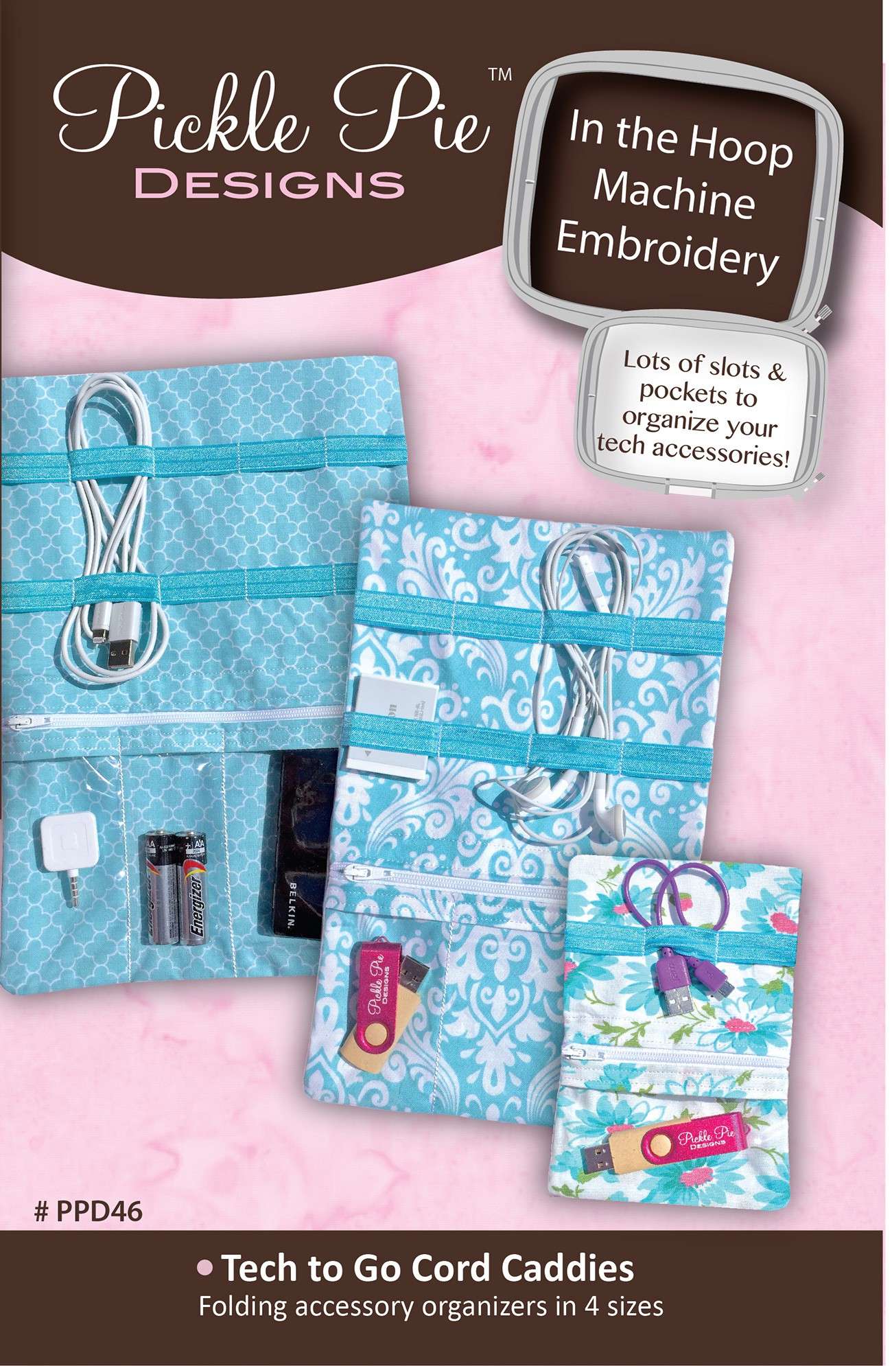 Pickle Pie Designs' Tech to Go Cord Caddies Embroidery CD - Unleash Your Creativity!