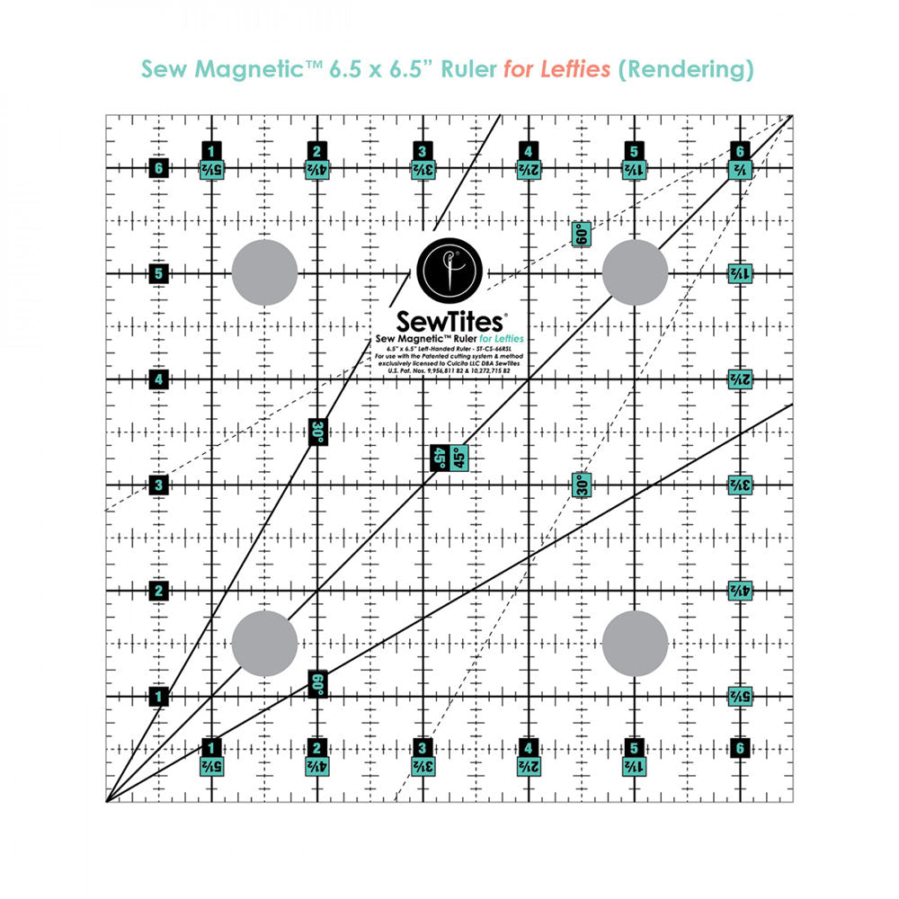 Left-Handed Sew Magnetic 6.5in x 6.5in Ruler - Your Ideal Cutting Companion