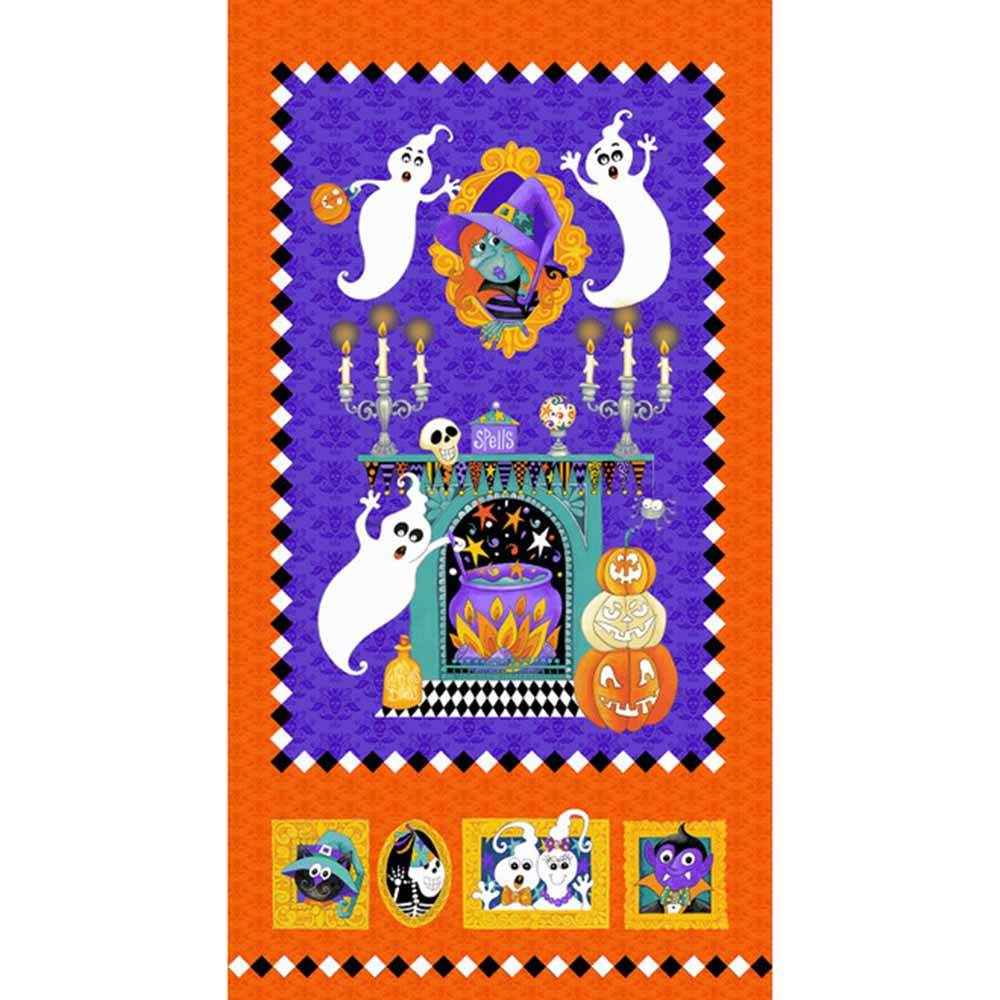 Henry Glass - Enchanting Witch's Night Out Panel by Delphine Cubitt - 24 x 43