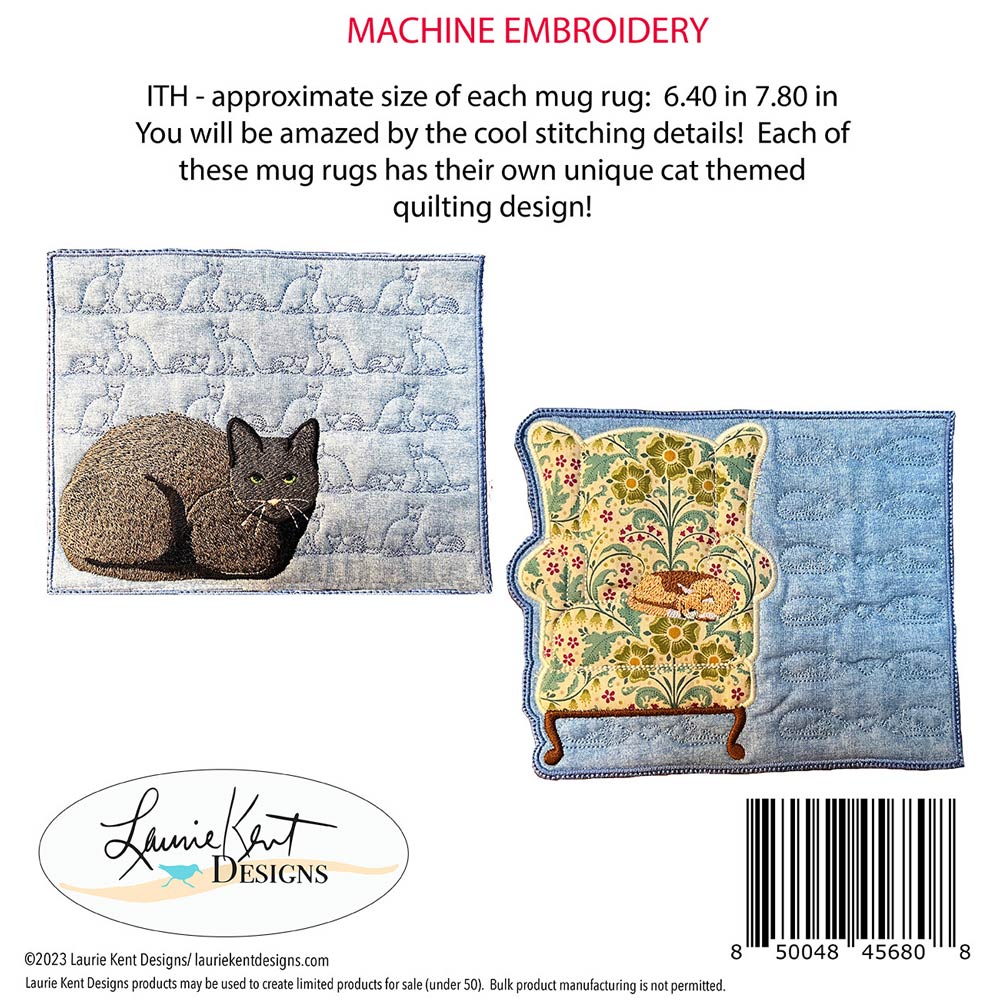 Adorable Kitty Mug Rugs ITH - Exclusive Embroidery Pattern