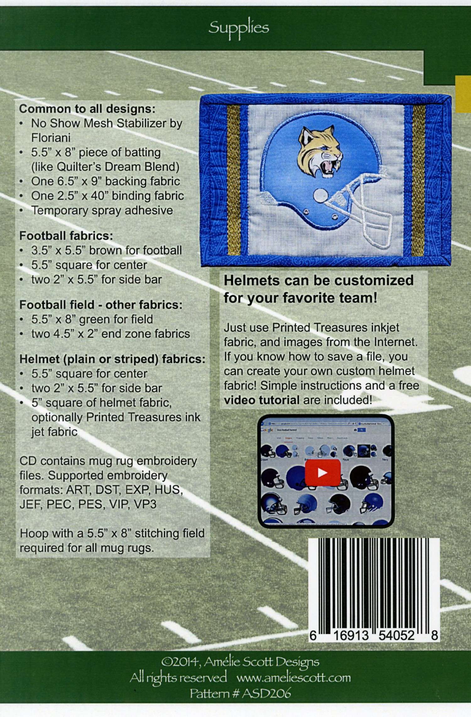 Christine Conner's Stunning Football Mug Rugs Machine Embroidery Pattern - Download Now!