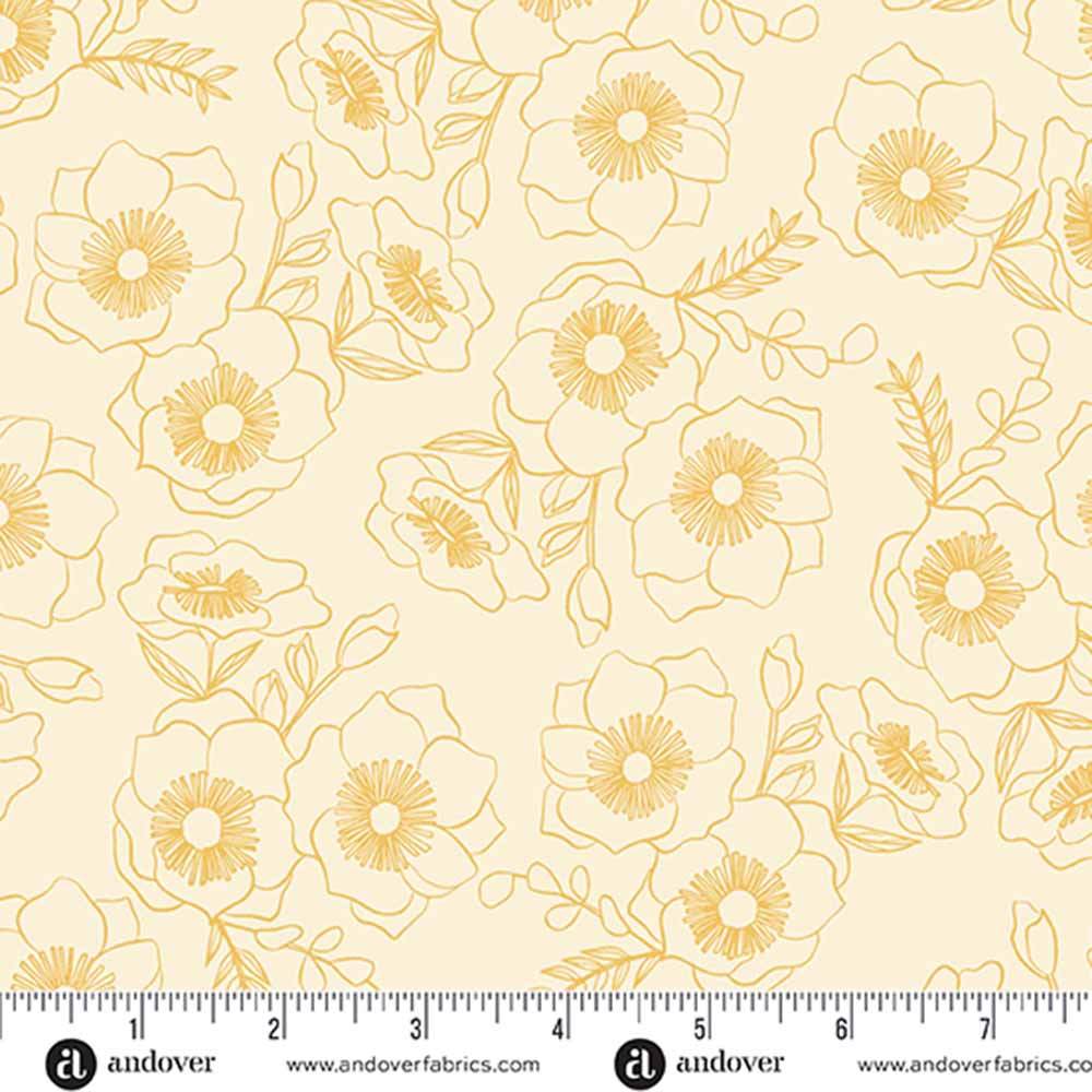 Andover Fabrics - Color Me Pretty by Stephanie Organes - Botanica Saffron Yardage - A Must-Have!