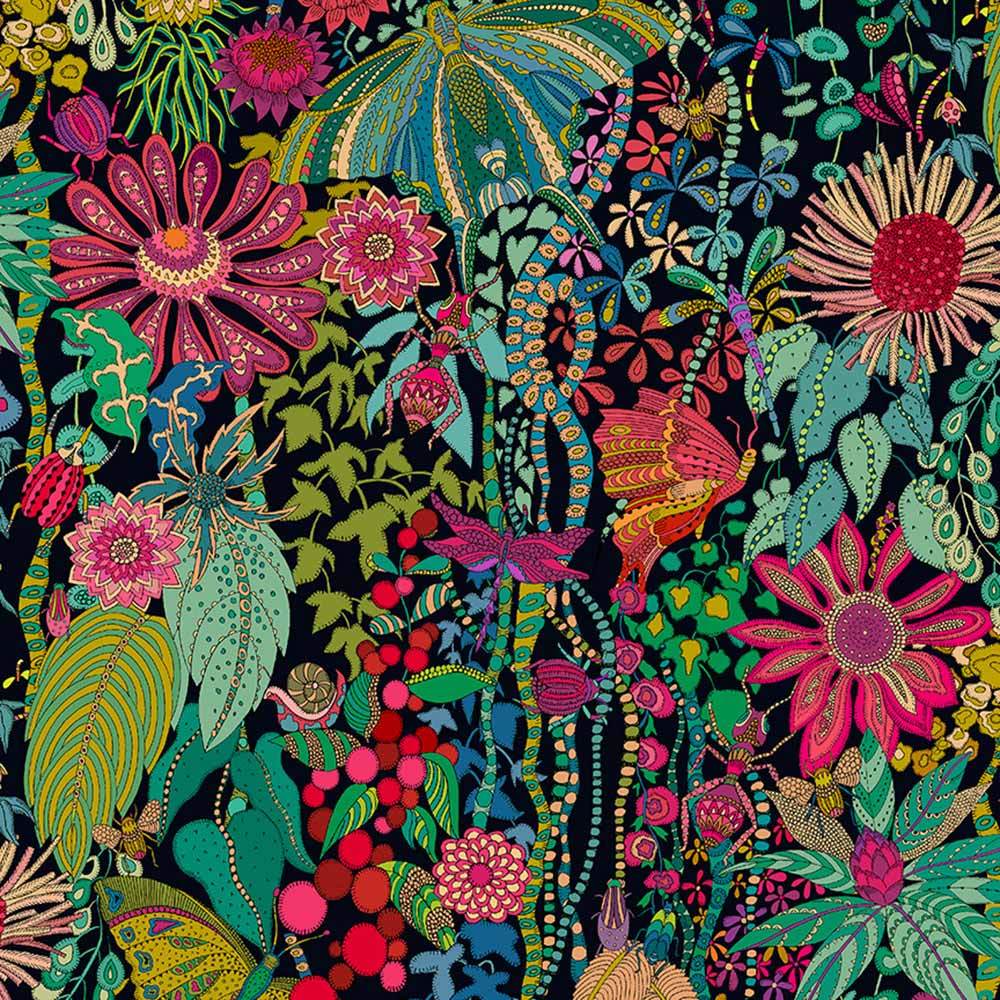 Windham Fabrics - Sally Kelly's Twilight Dance Digital Print Fabric by the Yard in Black