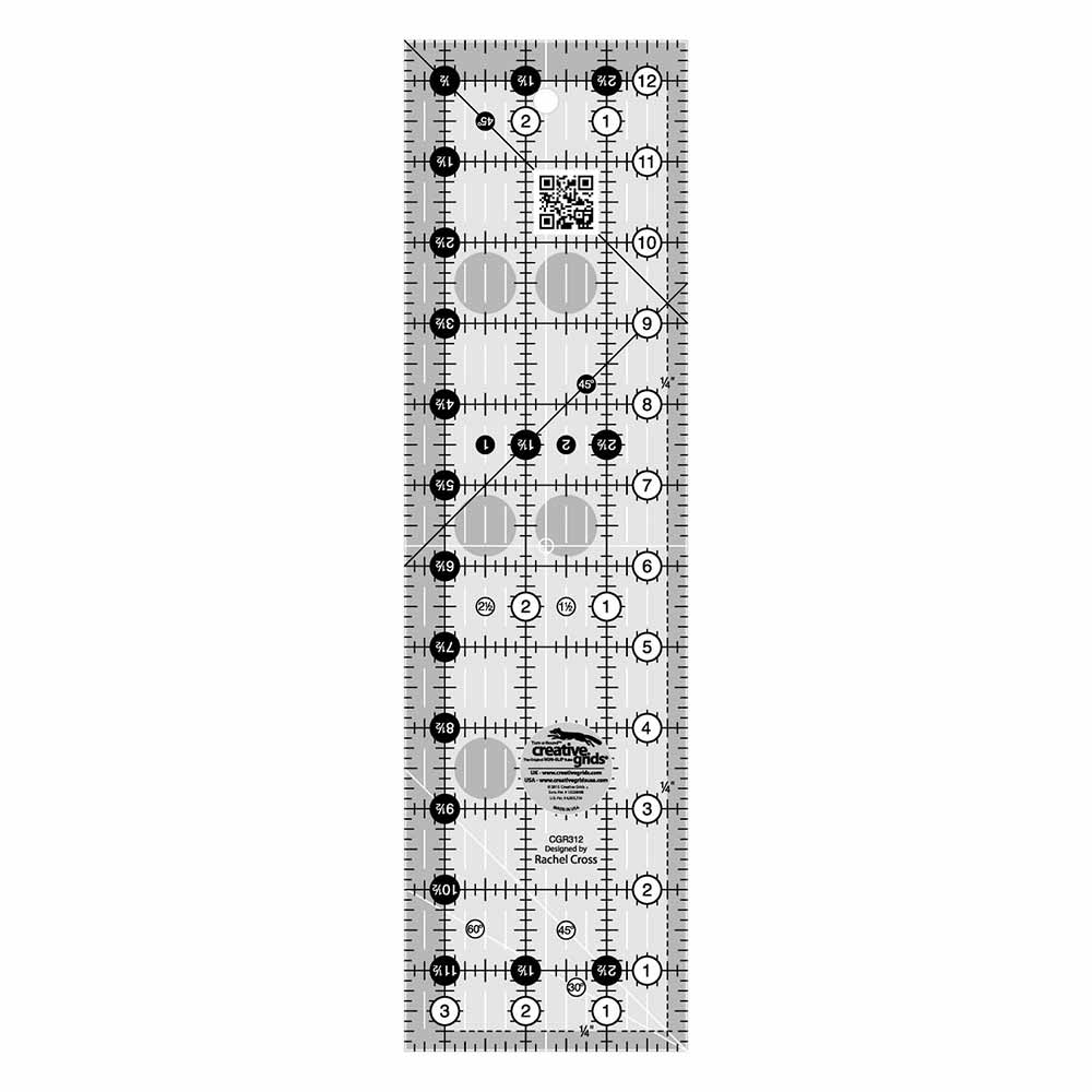 Incredible Creative Grids 3-1/2in x 12-1/2in Ruler: A Must-Have for Precision Cutting!