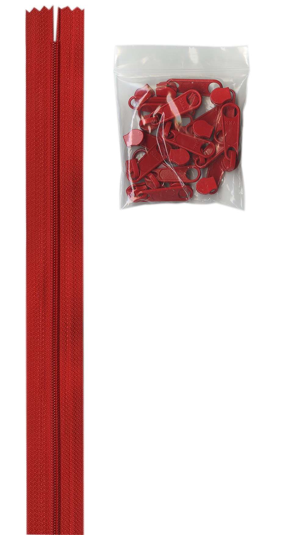 Get 4 Yards of 16mm #4.5 Atom Red Zipper Chain with 16 Extra-Large Coordinated Pulls!