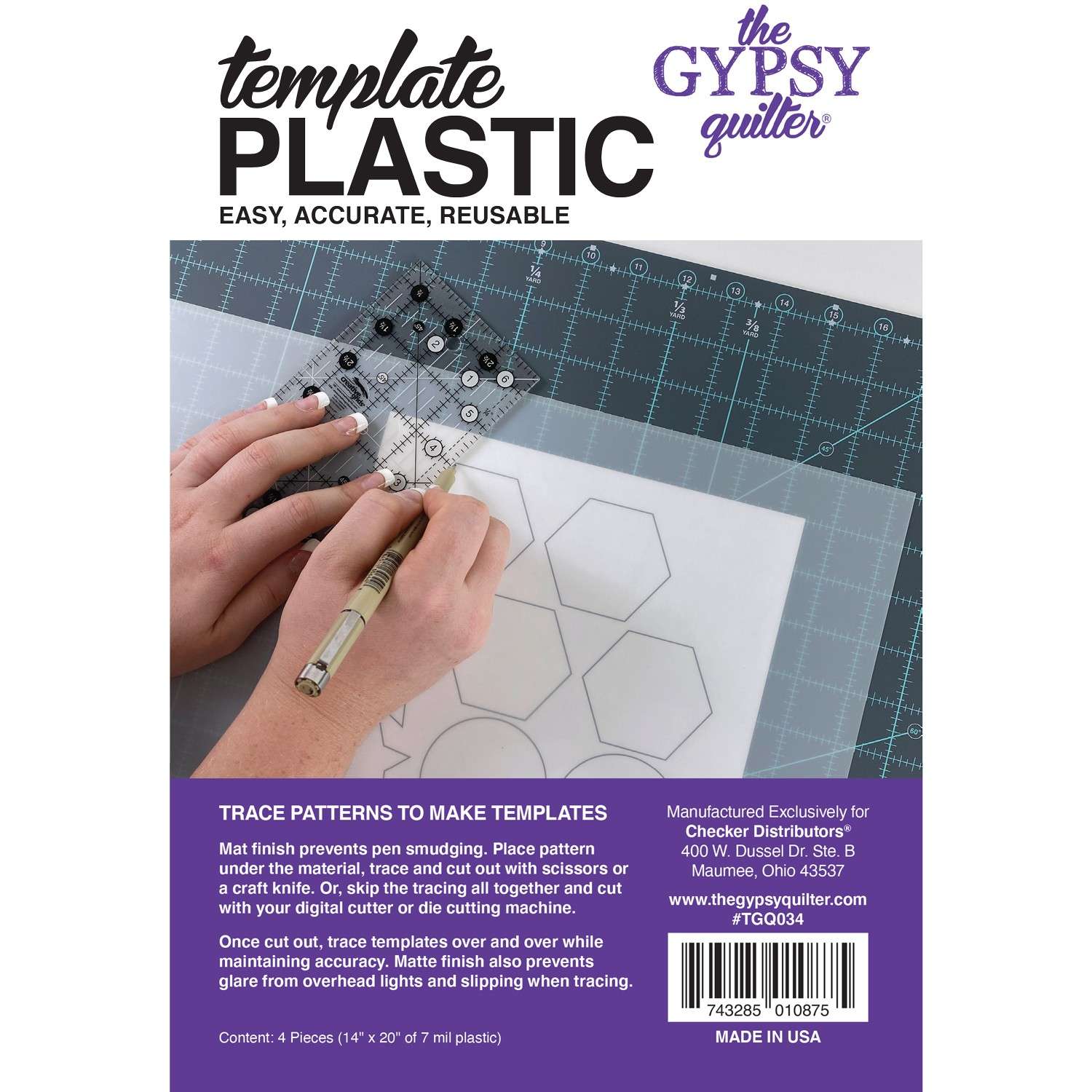 Gypsy Quilter's Reusable Plastic Templates - 14in x 20in, Set of 4