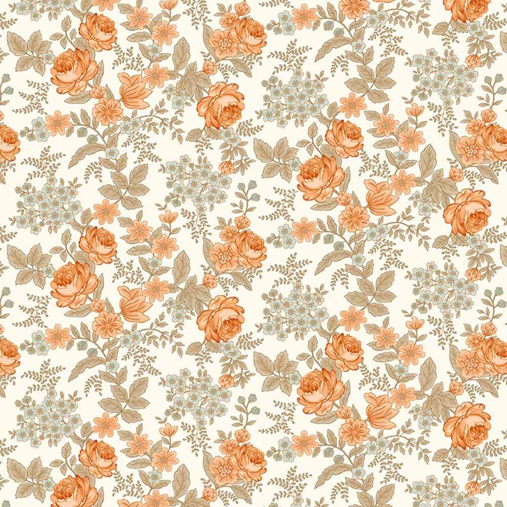 Henry Glass & Co - Irresistible Sunwashed Romance 108 Cabbage Rose Cream Yardage by Kim Diehl
