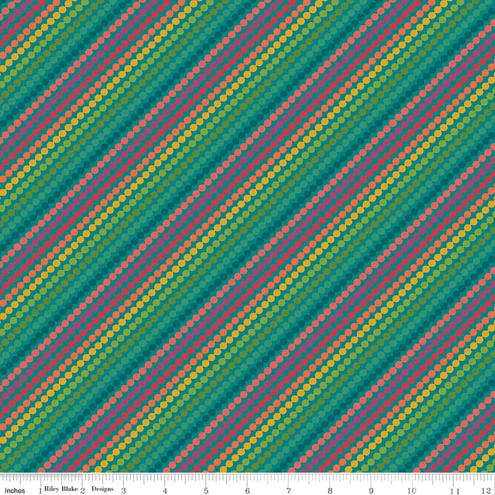 Riley Blake's Market Street Rainbow Stripes in Teal - Get Your Yardage Now!