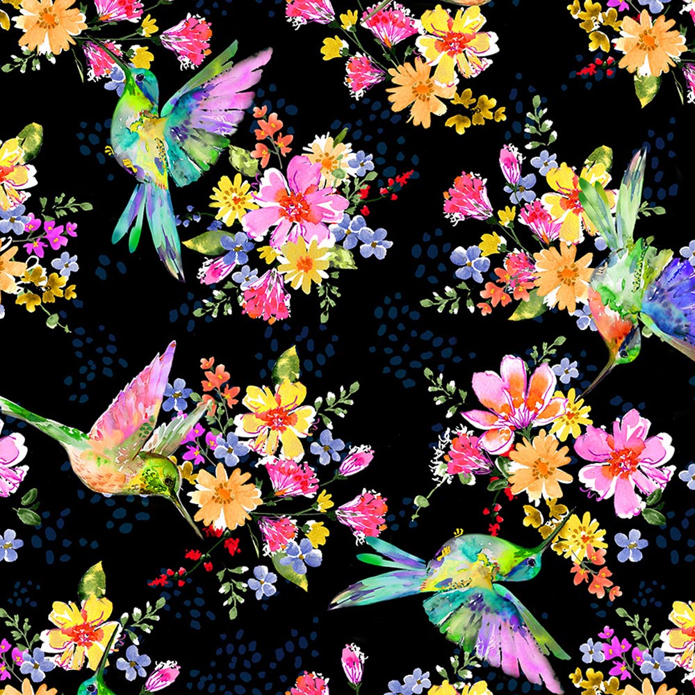Windham Fabrics - Enchanting Pretty Pollinators Black 108 Wide 3 - Yard Backpack