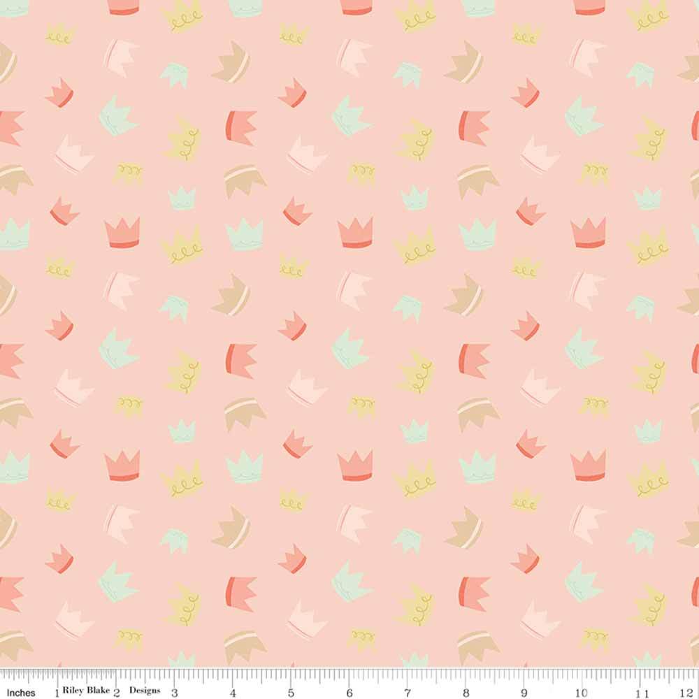 Riley Blake's It's A Girl Crowns Blush Fabric - Yardage by Echo Park Paper Co.