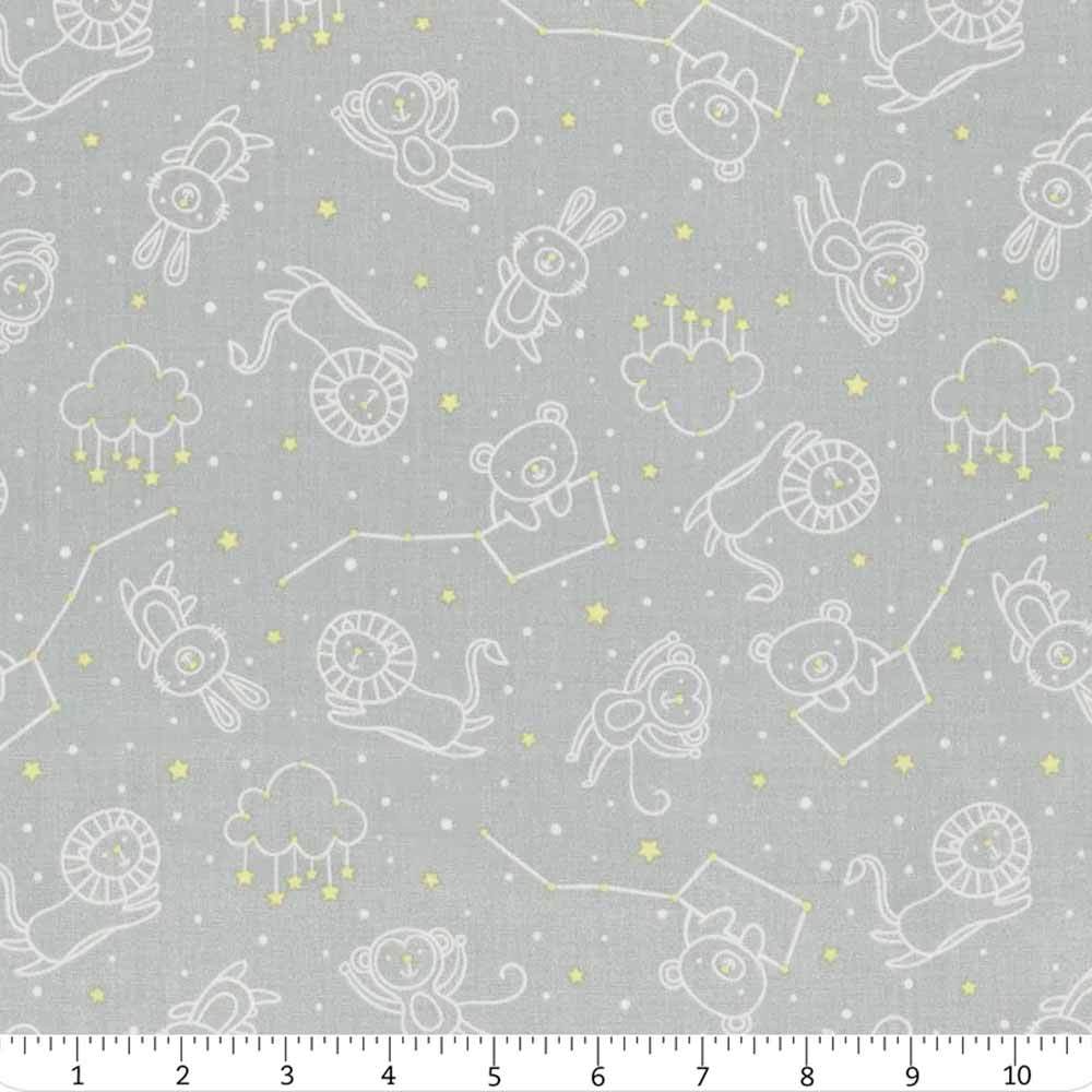 Wilmington Prints - Arrolynn Weiderhold's Baby's Adventure Constellations Grey Yardage - An Enchanting Fabric!