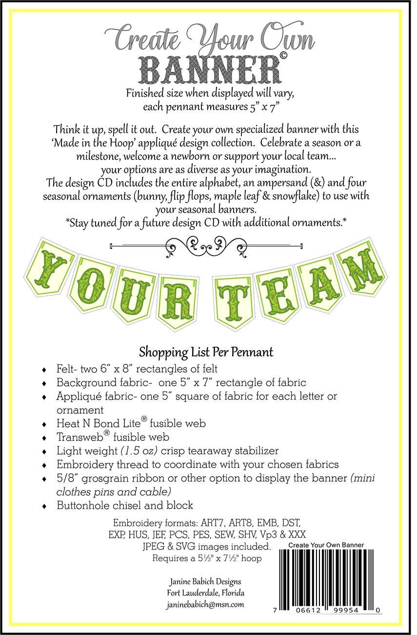 Janine Babich's Exclusive Banner Embroidery Kit: Create Your Own!