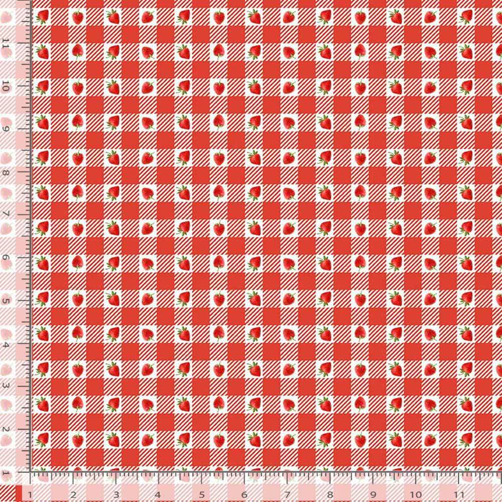 Timeless Treasures - Irresistible Berry Sweet - Red Strawberries on Plaid Yardage