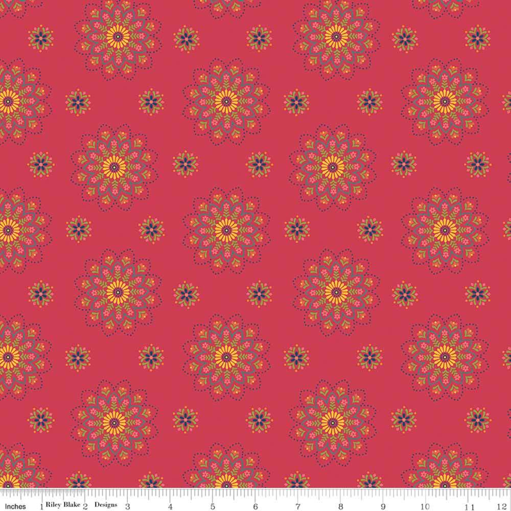 Riley Blake's Market Street Medallions in Berry - Stunning Yardage by Heather Peterson