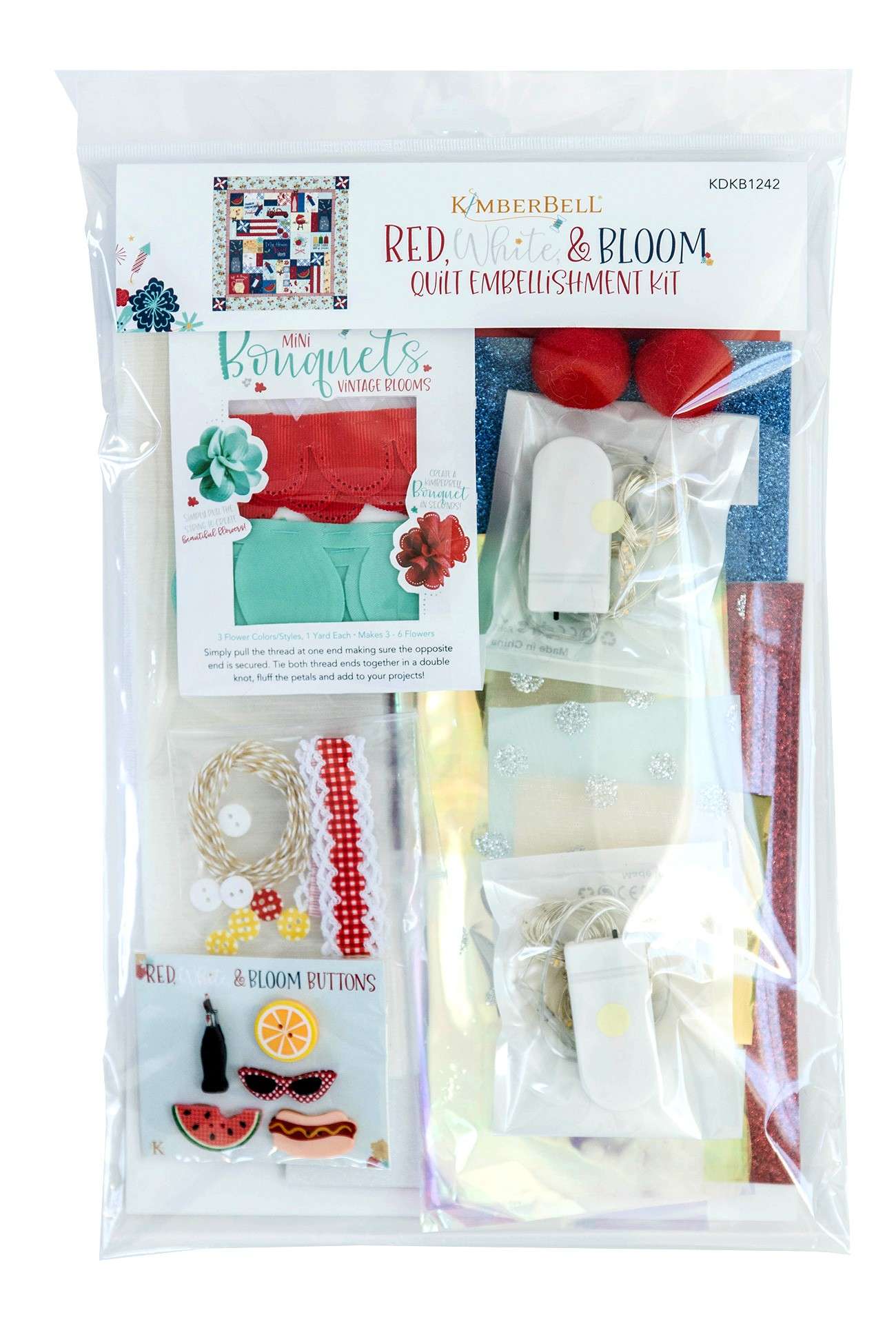 Red White & Bloom - Stunning Embellishment Kit