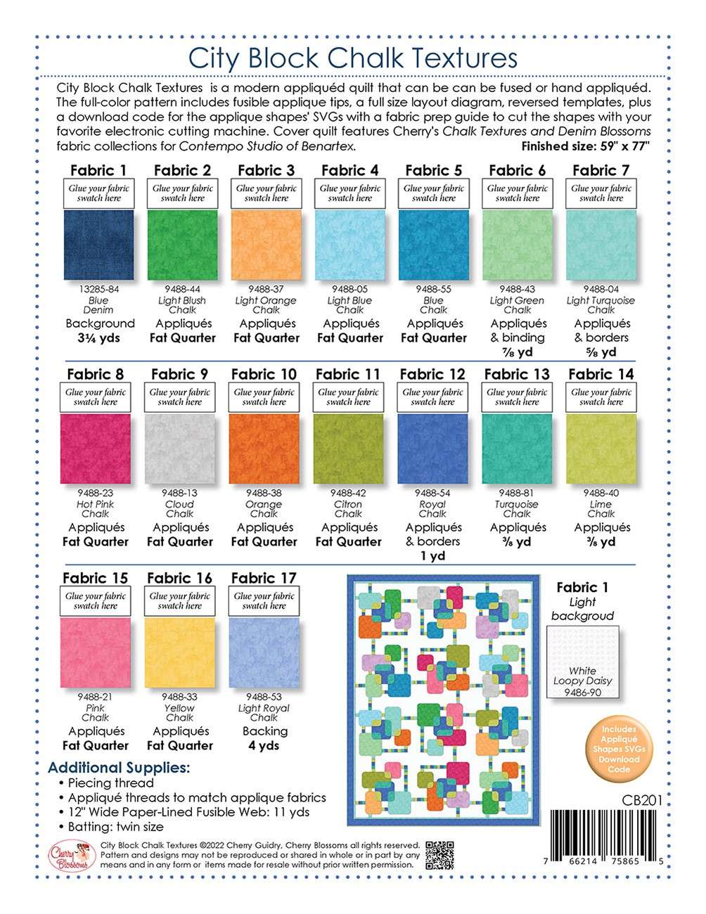 Stunning City Block Chalk Textures Quilt Pattern