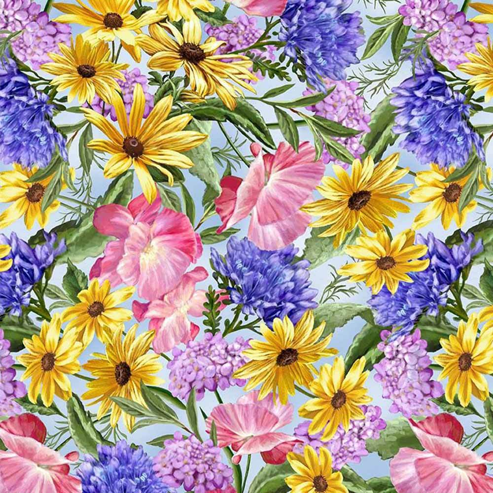 Timeless Treasures' Faith Collection: Spring Floral Blue Yardage by Dona Gelsinger - A Must-Have!