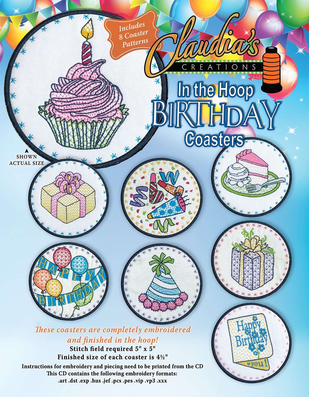 Claudia Dinnell's In The Hoop Birthday Coasters - A Must - Have!