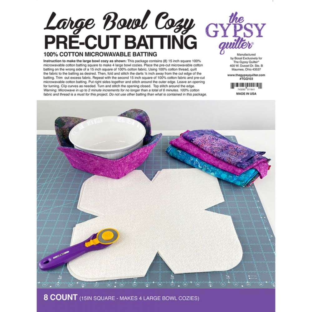 Gypsy Quilter's Fabulous Large Bowl Cozy Pre - Cut Batting Pack of 8