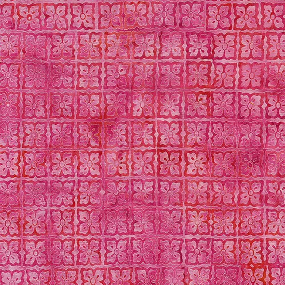 Island Batiks - Stunning Square Floral Red Flamingo Yardage