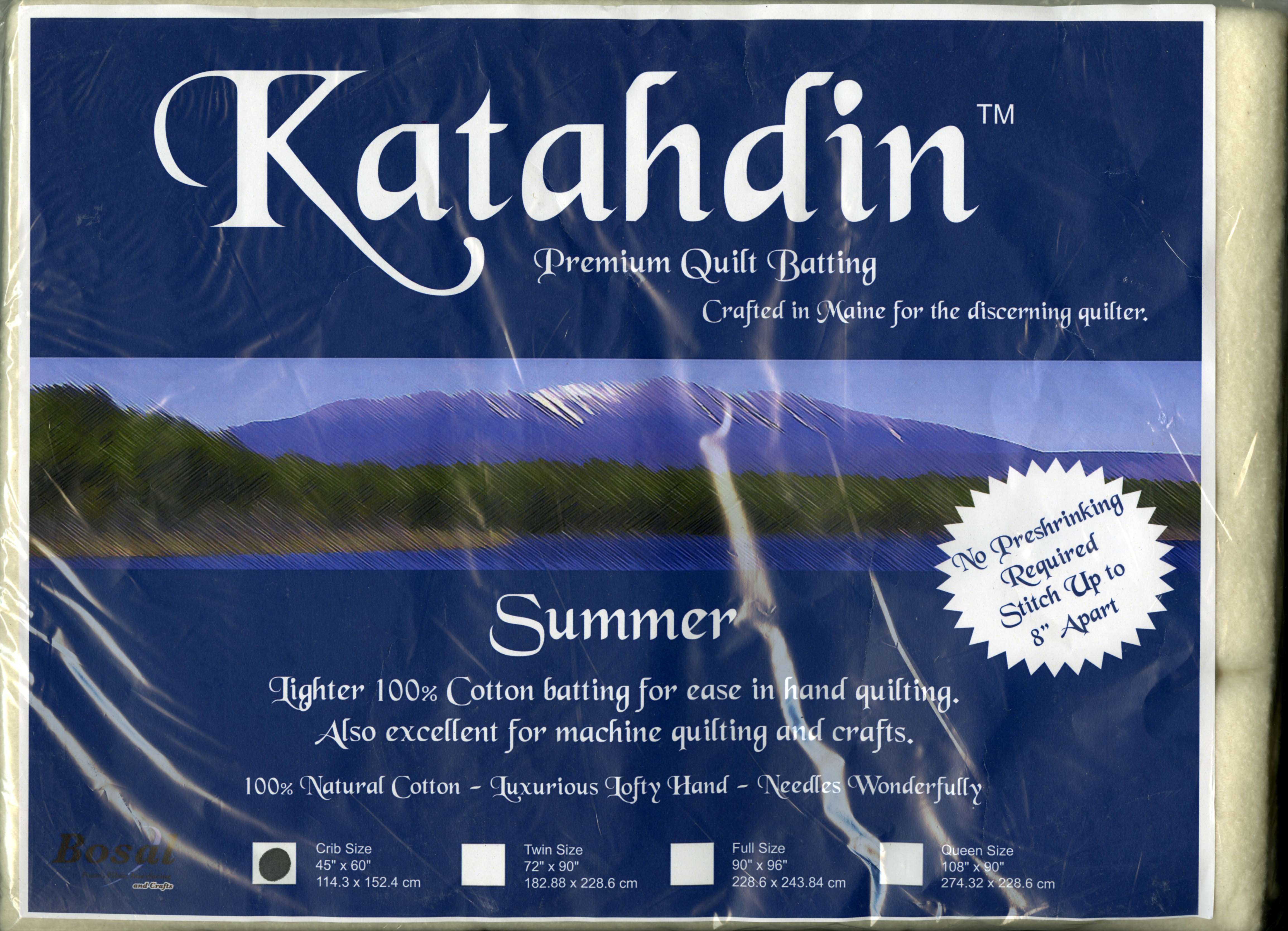 Katahdin Premium 100% Cotton Batting - Ideal for Summer Quilting, 3oz, 45in x 60in