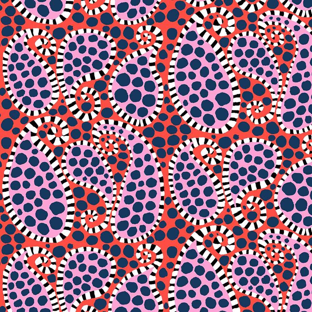 FreeSpirit's Kaffe Fassett Collective - Brandon Mably's Paisley Dot Fabric in Black/White Yardage