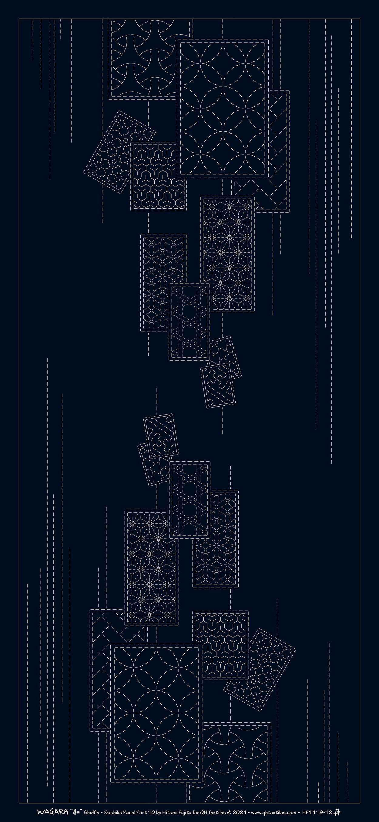 Enchanting Wagara Sashiko Panel Part 10 - Shuffle Navy