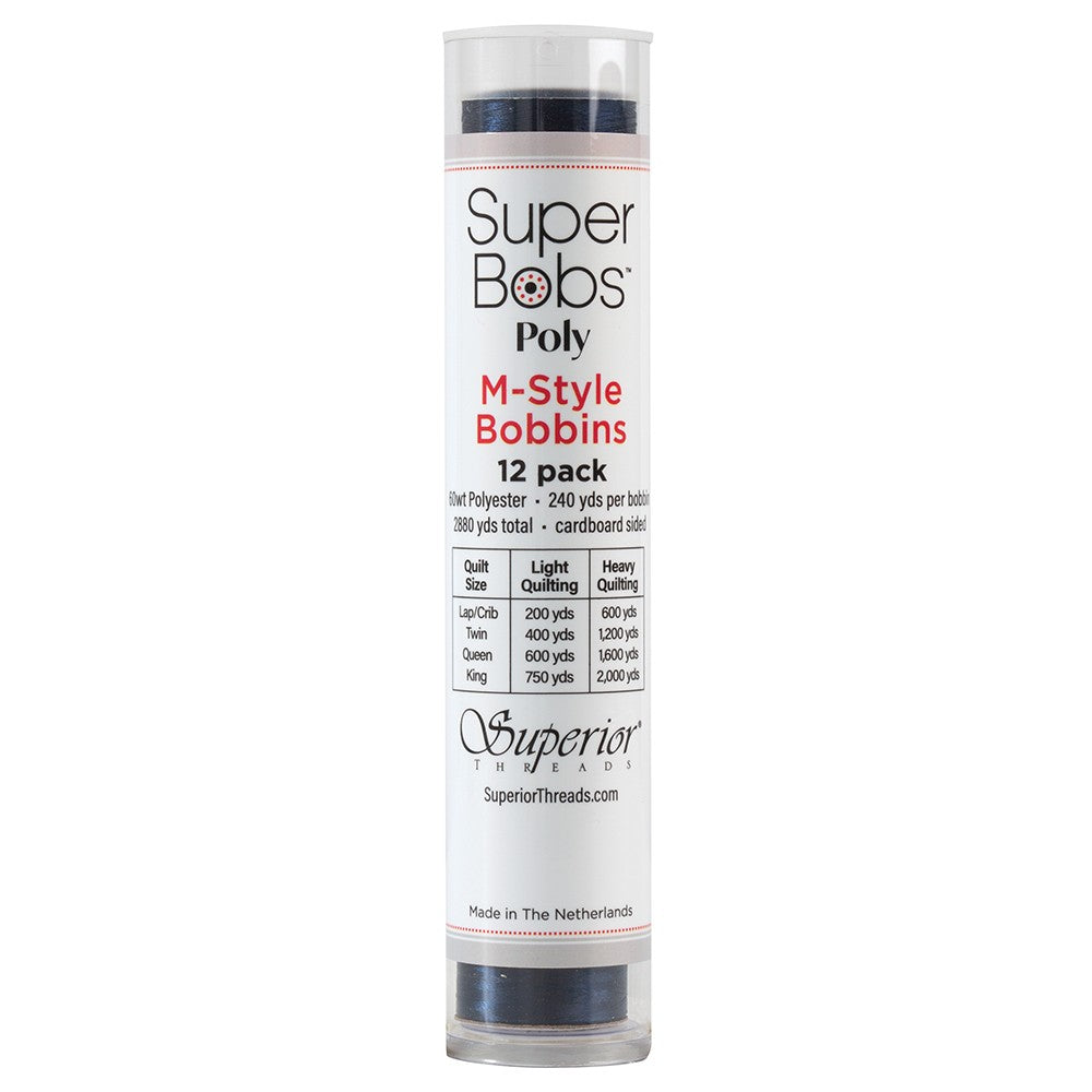 SuperBobs M-Style Dark Blue Polyester Bobbins - 12 Pack!